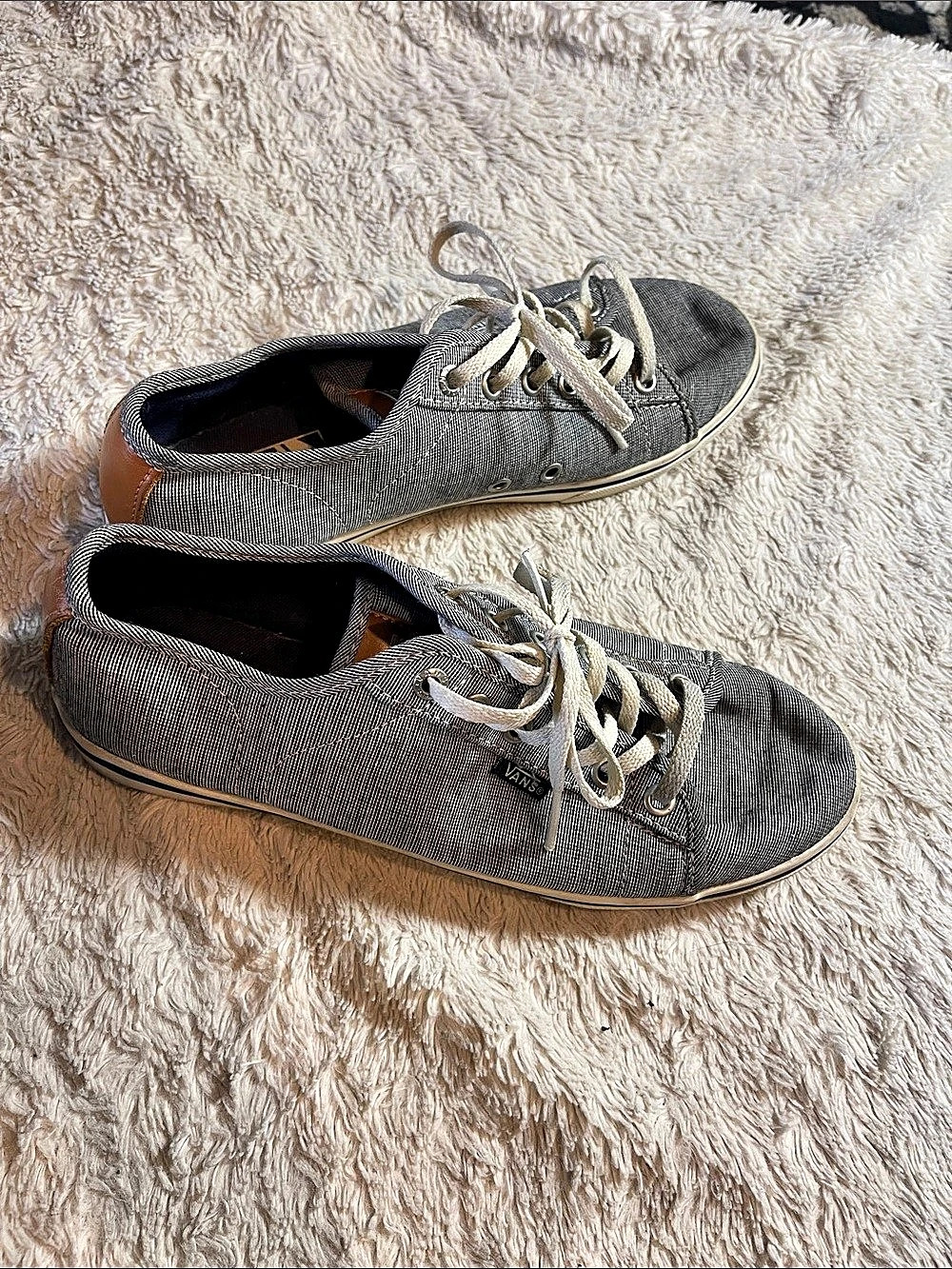 Vans Authentic  blue white & Brown Canvas Sneakers US 8